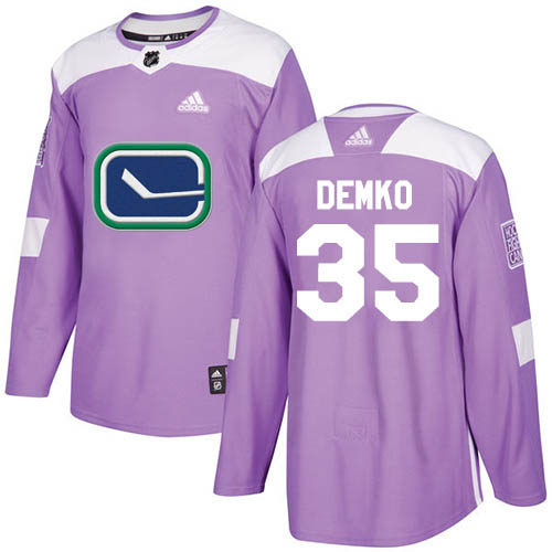 Men Adidas Vancouver Canucks #35 Thatcher Demko Purple Authentic Fights Cancer Stitched NHL Jersey->vancouver canucks->NHL Jersey